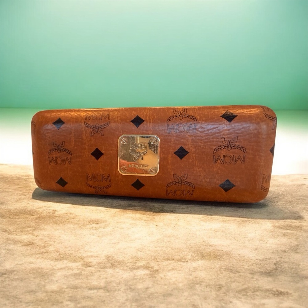 MCM Vintage Cognac Monogram Glasses Case